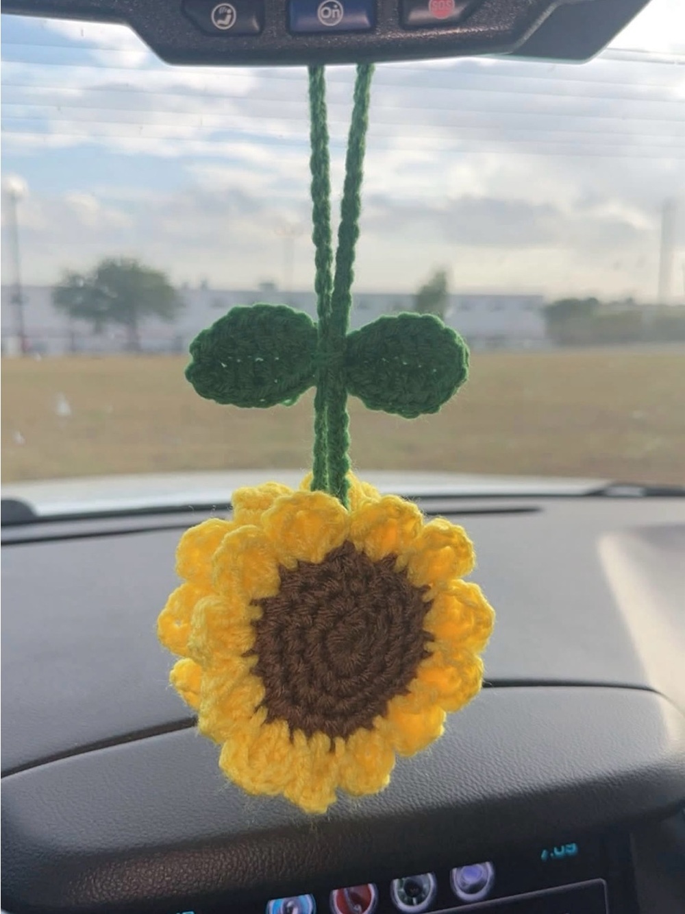Crocheted Sunflower Hanging Ornament - Yellow & Green